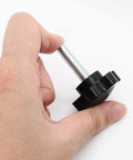 Four Pack Of M8 Threading Star Hand Knob Screws Featuring Rugged Plastic And Steel Knobs in hand, showcasing durable design and threaded shaft.