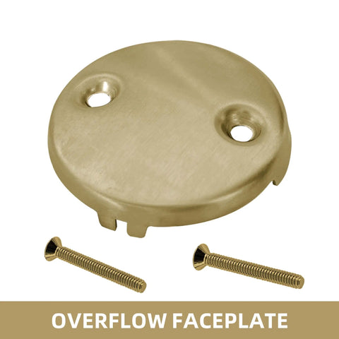 Brushed Gold Tub Drain Kit With Two Hole Overflow Faceplate Bath Tub Drain Trim Set Conversion Replacement Universal Fine And Coarse Thread
