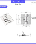 Front and side views of XG11-077-2 adjustable torque hinge, stainless steel; Amazon brand heavy-duty industrial hardware