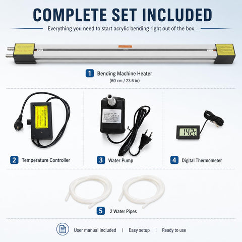 Complete set of Heavy Duty 110V Plastic Bender for Acrylic Sheets, 23.62 Inch Bending Machine with accessories, water cooling