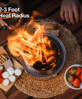 Tabletop Smokeless Fire Pit With Stand 7 Inch Stainless Steel Bonfire With Food And Drinks On Table