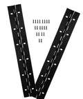 Heavy Duty 12 Inch Black Stainless Steel Piano Hinges 2 Inch Open Width Continuous Hardware For Cabinets Mailboxes And Woodworking 0.04 Thick Rust Proof 2 Piece Set with screws included.