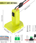 Two Pack 18V Battery Power Wheel Adapter Kit With Switch And Fuse 12AWG Wire size details and components