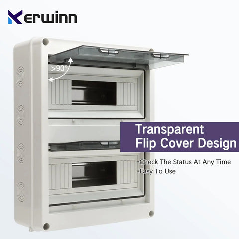 24 Way Distribution Protection Box With IP66 Waterproof Rating, Transparent Cover, ABS PC Alloy Plastic Enclosure For Circuit Breakers