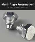 Two Piece Floor Jack Handle Bolt Set For Three And Four Ton Horizontal Hydraulic Jacks With 12 By 1.75 Precision Threads, silver screws.