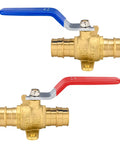 Two Pack Three Quarter Inch PEX A Expansion Ball Valve With Drop Ear Brass Shut Off For PEX A Pipes Red And Blue ASTM F1960 Lead Free