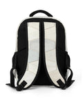 Back view of Neutral Marble Hexagon Tile Texture Printed Unisex Backpack With Large Capacity For Daily Use Durable Polyester Daypack