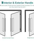 Diagram of Heavy Duty Door Pull Handle Set For Public And Commercial Doors Back To Back Mounted, single and double door installation.