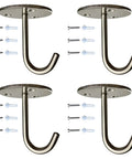 Beefy Heavy Duty Stainless Steel Ceiling Hooks Set With No Drill Wood Mount Holds Up To 60 Lbs Load Bearing Wall And Ceiling