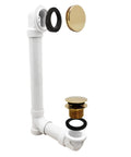 Slick Sch 40 Pvc Bathtub Waste Assembly With Illusion Overflow Plate And Tip Toe Drain Plug Polished Brass Finish components layout