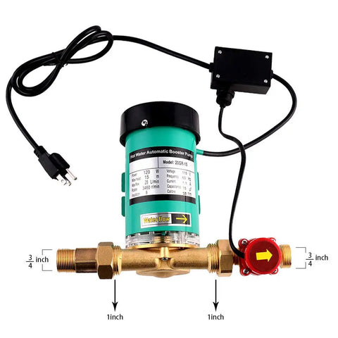 Beefed Up 120W Water High Pressure Booster Pump With 1 Inch Outlet, Auto Shower Booster Pump, Water Flow Switch, brass piping