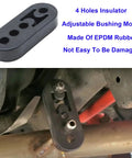 Beefed Up Exhaust Hanger Rod Set Kit with 4-hole insulator mount made of EPDM rubber, shown in car installation view.