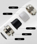 Exploded view of NPT Three Quarter Inch Nickel Plated Brass Waterproof Cable Glands Set Of Four features and components
