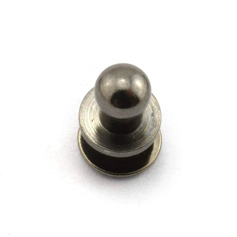 Flat Out Classic Black Solid Brass Sam Browne Buttons Screw Studs And Nail Rivets For Diy Leather Craft Belt Wallet Handbag Builds 5 To 7 Millimeter Straight Up Heavy Duty Craft Hardware close-up of solid brass stud.