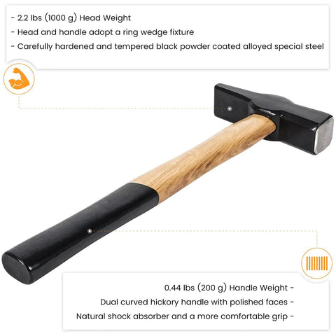 Beefy Pro Grade Knife Making Tongs And Hammer Set Wolf Jaw V Bit Tongs hammer with dual curved hickory handle
