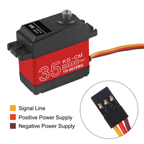 2 Pack Beefy 35Kg High Torque RC Servo Motors Waterproof Full Metal Gear Steering Servo For 1/6 1/8 1/10 1/12 RC Cars And Robots DIY Digital Servo With 25T Servo Horn 180 Degree Control Low Noise Long Life