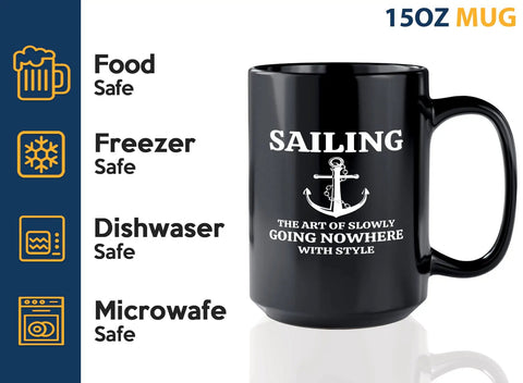 15Oz Black Sailor Coffee Mug For Boaters And Sailors Funny Lake Gift Perfect Boat Captain Gift Great On The Go Morning Coffee Cup Durable Ceramic Travel Style Drinking Mug