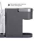 Side view of K Supreme Single Serve K Cup Pod Coffee Maker With MultiStream Technology Delivers Rich Flavor in gray with removable water reservoir.
