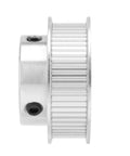 Side view of Beefy Aluminum MXL 60 Tooth Timing Belt Pulley With 6mm Bore Synchronous Wheel For 10mm Wide Belts Built For 3D Printers And CNC Machines Durable Silver Finish