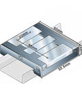 Diagram of Slide module R044351301 R044351201 R044359301 R044359401, single slider carriage dimensions with sealed ball bearing.