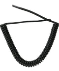 Hella Flexible Coiled Extension Cord With Spiral Spring Design For Rapid Retracting And Zero Tangle Stress fast six core data charging cable visible in black spiral coil.