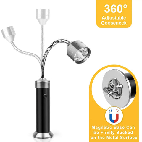 Barbecue Grill Light With Magnetic Base Ultra Bright 9 LED Gooseneck 360 Degree Flex Batteries Included Pack Of 2 Essential