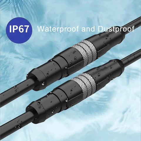 M12 4 Pin A Coded Connector Cable Straight Male To Female Unshielded IP67 Waterproof 250V 4A PVC AWG22 2M shown in wet condition