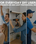 People using Heavy Duty Hollow Wall Anchors Kit for Drywall to hang decor, shelves, and mirrors in various settings.