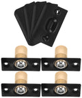 Dope Adjustable Stainless Steel And Copper Ball Roller Catch Latch with black finish, shown with mounting plates for interior doors.