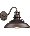 Oil Rubbed Bronze Barn Light Fixture With Hammered Metal Shade Vintage Farmhouse Outdoor Wall Sconce for Porches and Garages