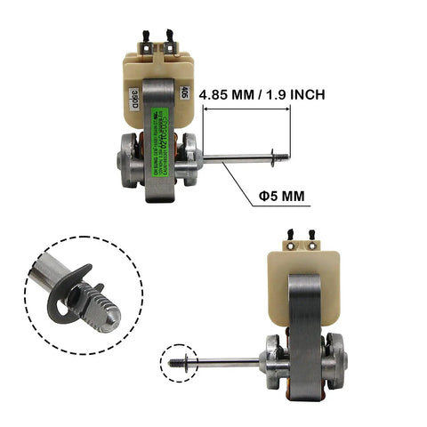 Range Convection Oven AC Fan Blower Motor Replacement Part EAU61865301 with measurements and details shown