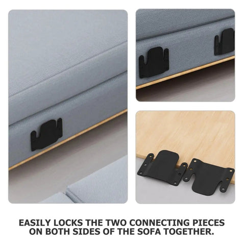 Beefy 4 Piece Sectional Sofa Connector Brackets Black Iron Heavy Duty Couch Connecting Clamps on gray sofa
