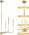 Dope Gold 6-Light Farmhouse Chandelier Ceiling Pendant Light with adjustable chain and brushed gold finish