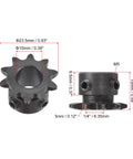 Chain Roller Sprocket Ten Tooth for One Quarter Inch Pitch with Ten Millimeter Bore Beefy Carbon Steel C45 Side View