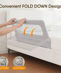 47 Inch Toddler Bed Rail Foldable Baby Guard in use showing fold down design and lock position on bed frame