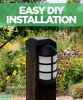 Solar Post Cap Lights For 4x4 Wood Posts Black 4 Pack Outdoor LED Waterproof Nautical Lighting For Fence Deck Garden And Landscaping Solar Powered Pathway Lighting With Lit Glow installed in a garden
