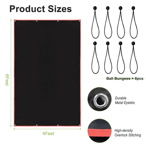 Baseball Batting Cage Backstop 4 By 6 Ft With Strike Zone Target Heavy Duty PVC Backstop dimensions and accessories illustration