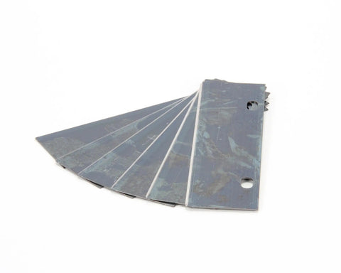 OEM Replacement Blades Pack Of 6 For Commercial Dicers Slicers Steamers Fryers And Food Warmers arranged fanned out on a surface