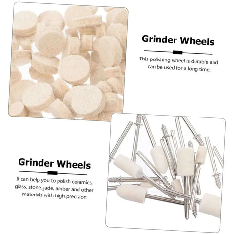 120 Piece Wool Buffing Wheels Polisher Kit With Mandrel Handle And Felt Pads For Rotary Tools Pro Grade Gear