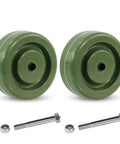Two NINOSO 4-inch x 1.5-inch green epoxy-resin caster wheels with 3/8-inch bore, includes mounting bolts and nuts