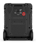 Back view of Crank Up Party Ready 360 Degree Bluetooth Speaker With 240W Power showing grille and wheels
