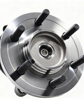 Close-up of front wheel bearing and hub assembly for Ford F150 2018 2019 2020 4WD 6 lug with ABS, low runout, noise reduction