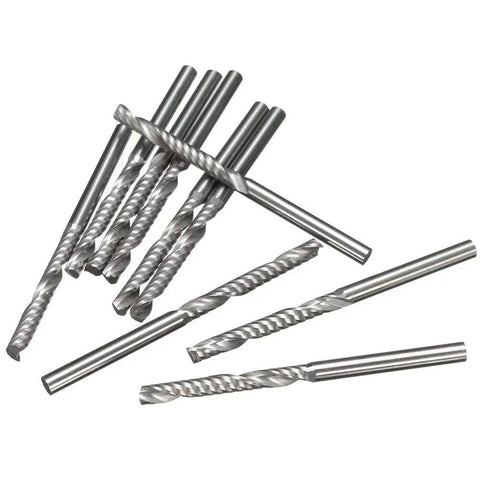 Ten Pack One Eighth Inch Shank End Mill One Flute Spiral Router Bits For CNC Milling And Engraving Cutting Edge Length Twenty Two Millimeters Overall Length Thirty Eight Point Five Millimeters High Wear Resistance And High Temperature Tough