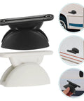 CLISPEED RV Door Catch Holder Set features black and white nylon clips for RV doors, providing quiet no-slam functionality.