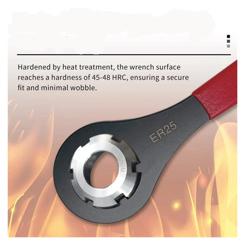 Premium ER16 ER20 ER25 ER32 Collet Chuck Spanner Wrench For CNC Milling Machine Lathe Tools with heat treated ER25 design.