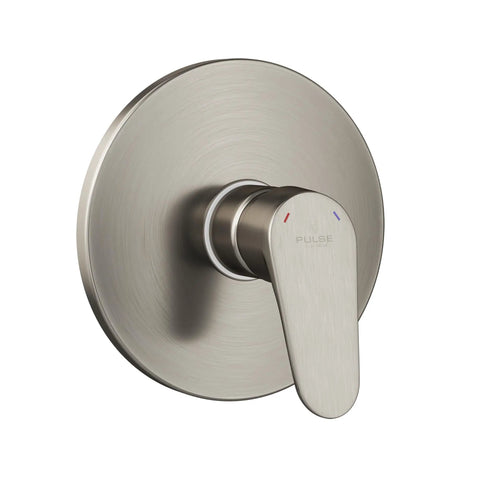 Tru-Temp Mixing Valve With Pressure Balance For Round Rough-In Valve Trim Kit Half Inch NPT Brushed Nickel