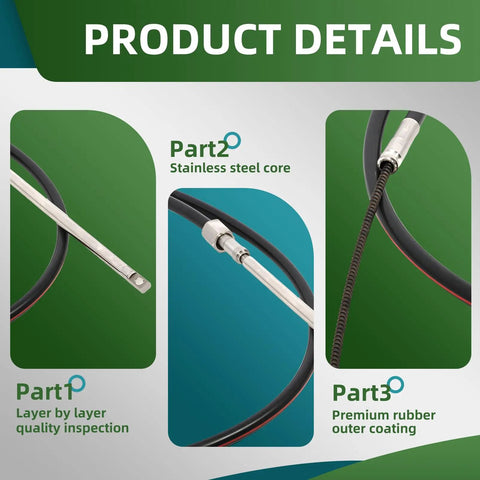10Foot Rotary Boat Steering Cable For Outboard Motors SSC6210 Compatible With M66X10 And M66 Fast Connect Systems Replacement Part