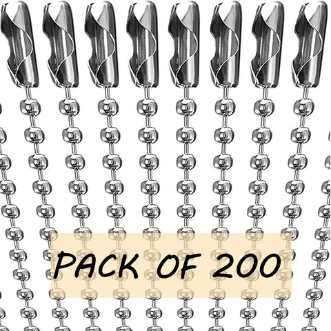 Stainless Steel Bead Chain Connectors And Clasps Pack 100 Pieces Of 4 Inch Ball Chain Links For Jewelry Making Antiqued Metal Finish Core Diameter One Tenth Inch DIY Friendly Pro Grade Easy To Use, pack of 200