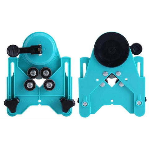 Pro Grade Adjustable Drill Hole Locator With Vacuum Base Sucker - Hole Saw Jig for ceramic tile, glass, marble, porcelain, shown front view.