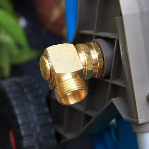 90 Degree Garden Hose Swivel Elbow Connector Three Quarter Inch GHT Brass Elbow Durable Fitting For Easy Leak Proof Watering With Included Washers Sealing Tape And Sealing Rings, brass hose connection